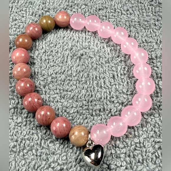Rhodochrosite Inspirational Beaded Bracelet - Picture 2 of 2